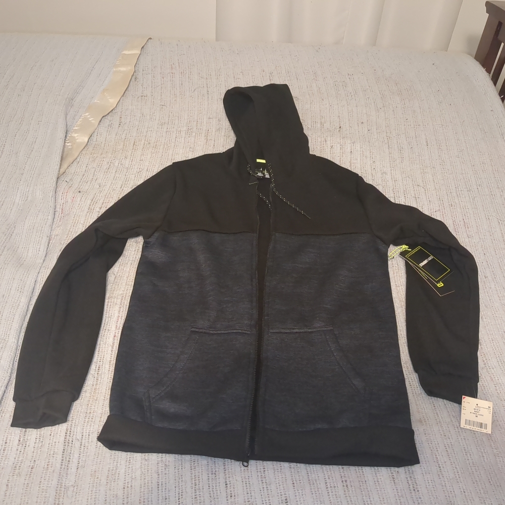 Straight Faded Navy Black Polyester Zip-Up Hoodie Size Medium NWT